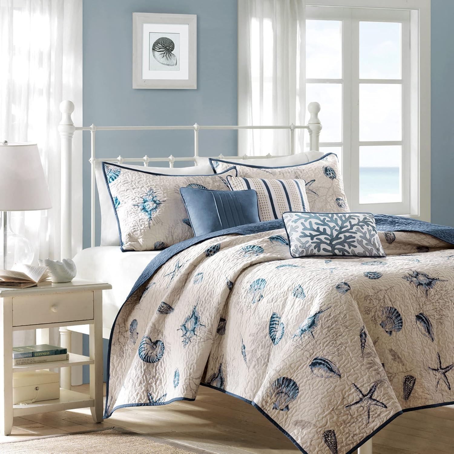 Rockaway Reversible Quilted Coverlet Set Blue - Madison Park