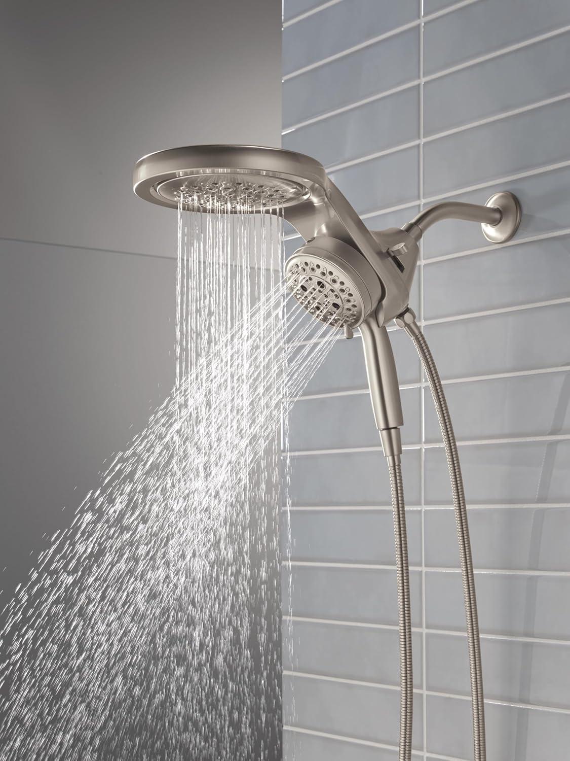 6-Setting HydroRain 2-in-1 Dual Shower Head with ProClean Spray, 1.75 GPM