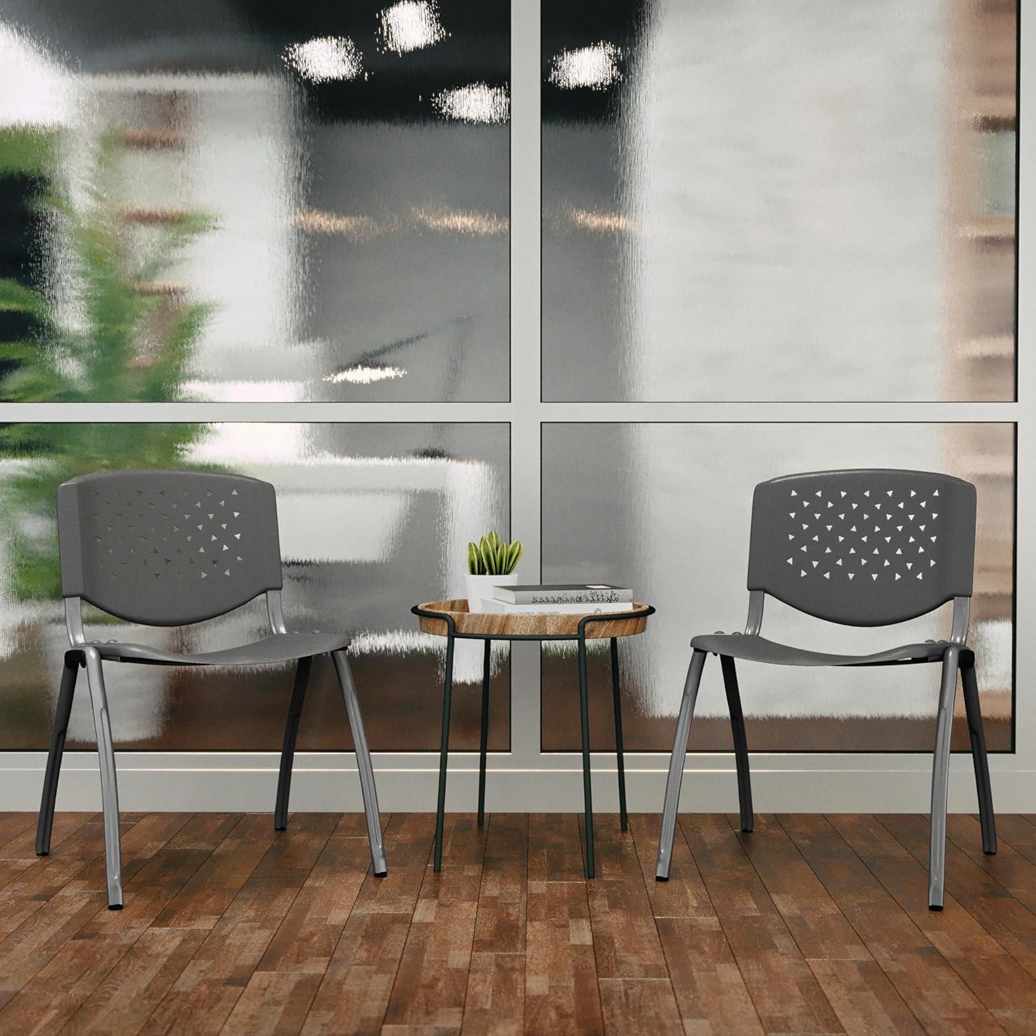 Flash Furniture Memphis 880 lb. Capacity Plastic Stack Chair with Powder Coated Frame