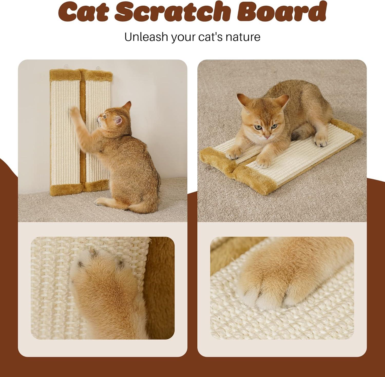 Lahas Cat Wall Corner Scratcher Furniture Protector Kittens Scratch Board Sisal Cat Scratching Pad Wall Mounted for Indoor Cats