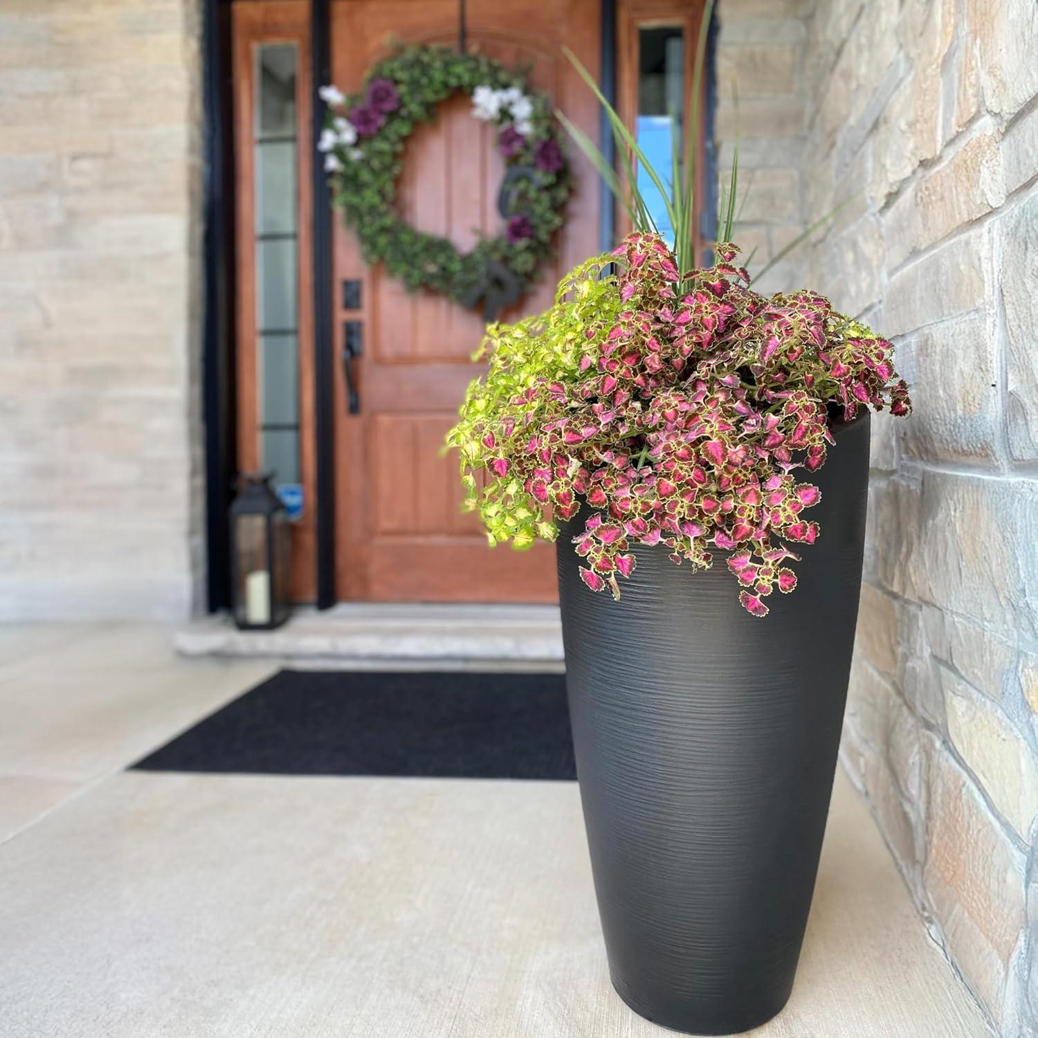 Mayne  Modesto Tall Planter Black - 32 in.