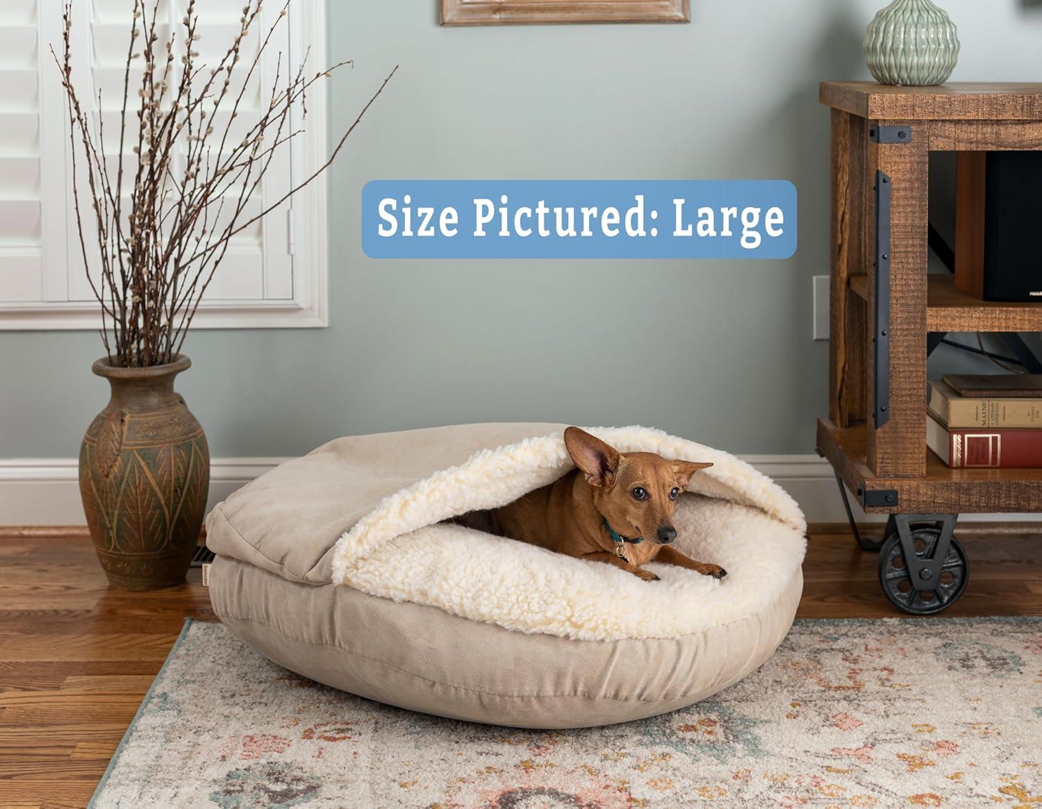 Snoozer Cozy Cave Luxury Hooded Microsuede Pet Bed
