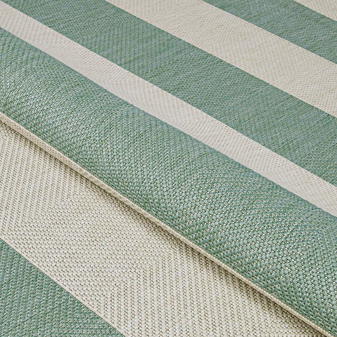 Couristan Afuera Yacht Club 2'2" x 7'10" Sea Mist Green and Ivory Stripe Outdoor Runner Rug