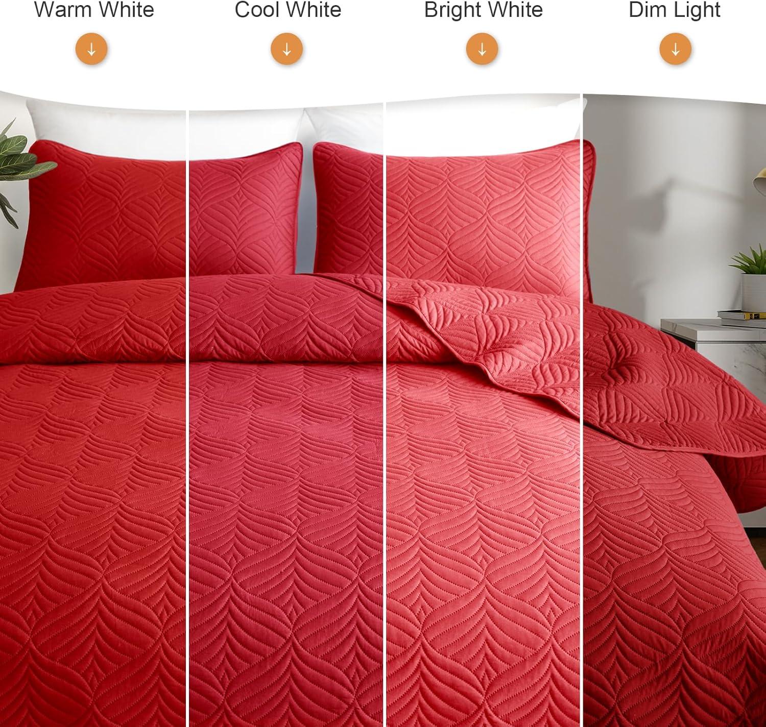 Whale Flotilla Microfiber Queen Size (96x90 inches) Quilt Set Lightweight Ultrasonic Quilted Bedspreads Coverlets Set with Classic Pattern, Red, 3 Piece (1 Quilt, 2 Pillow Shams)