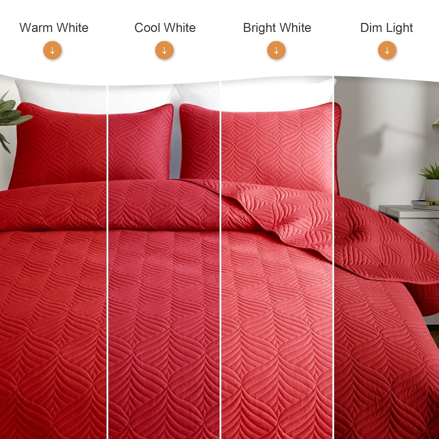 Whale Flotilla Microfiber Queen Size (96x90 inches) Quilt Set Lightweight Ultrasonic Quilted Bedspreads Coverlets Set with Classic Pattern, Red, 3 Piece (1 Quilt, 2 Pillow Shams)