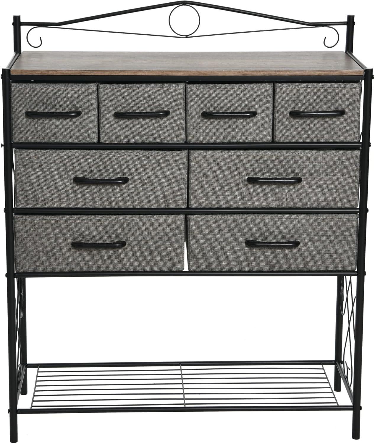 Ashwood Black Metal Frame 8-Drawer Wide Dresser