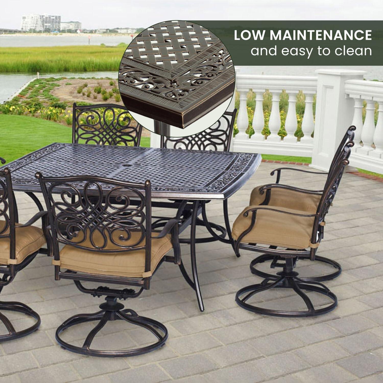 Hanover Traditions 9-Piece Aluminum Outdoor Dining Set, Natural Oat