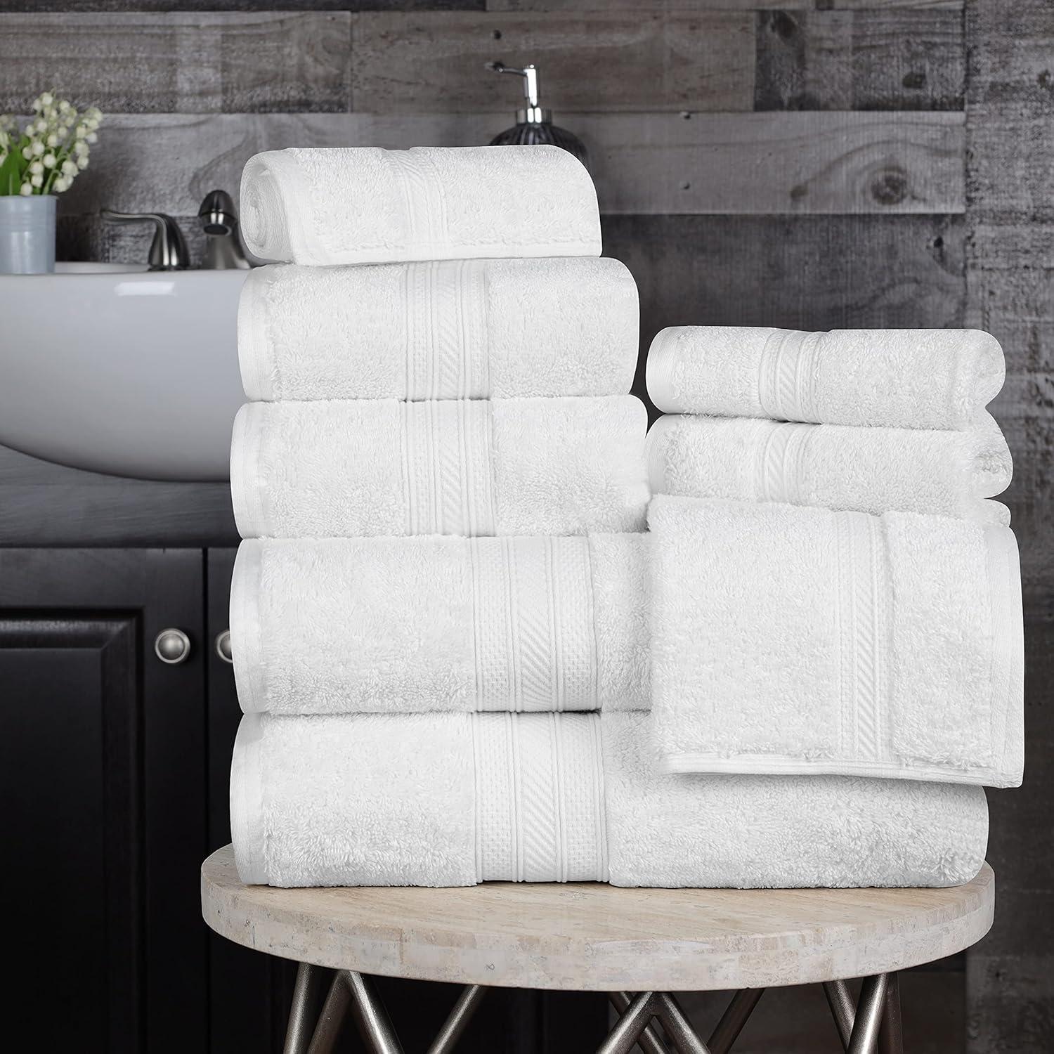 Superior Atlas Cotton Heavyweight 8 Piece Towel Set, White