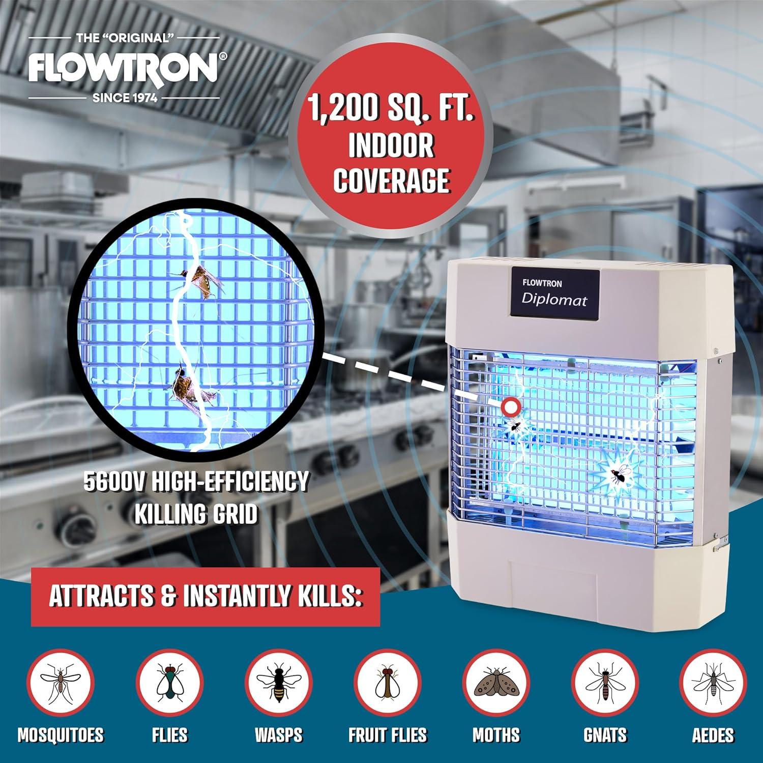 Flowtron Diplomat Indoor Bug Zapper, 1200 Sq Ft Electric Fly & Insect Killer W/80W UV Light & More