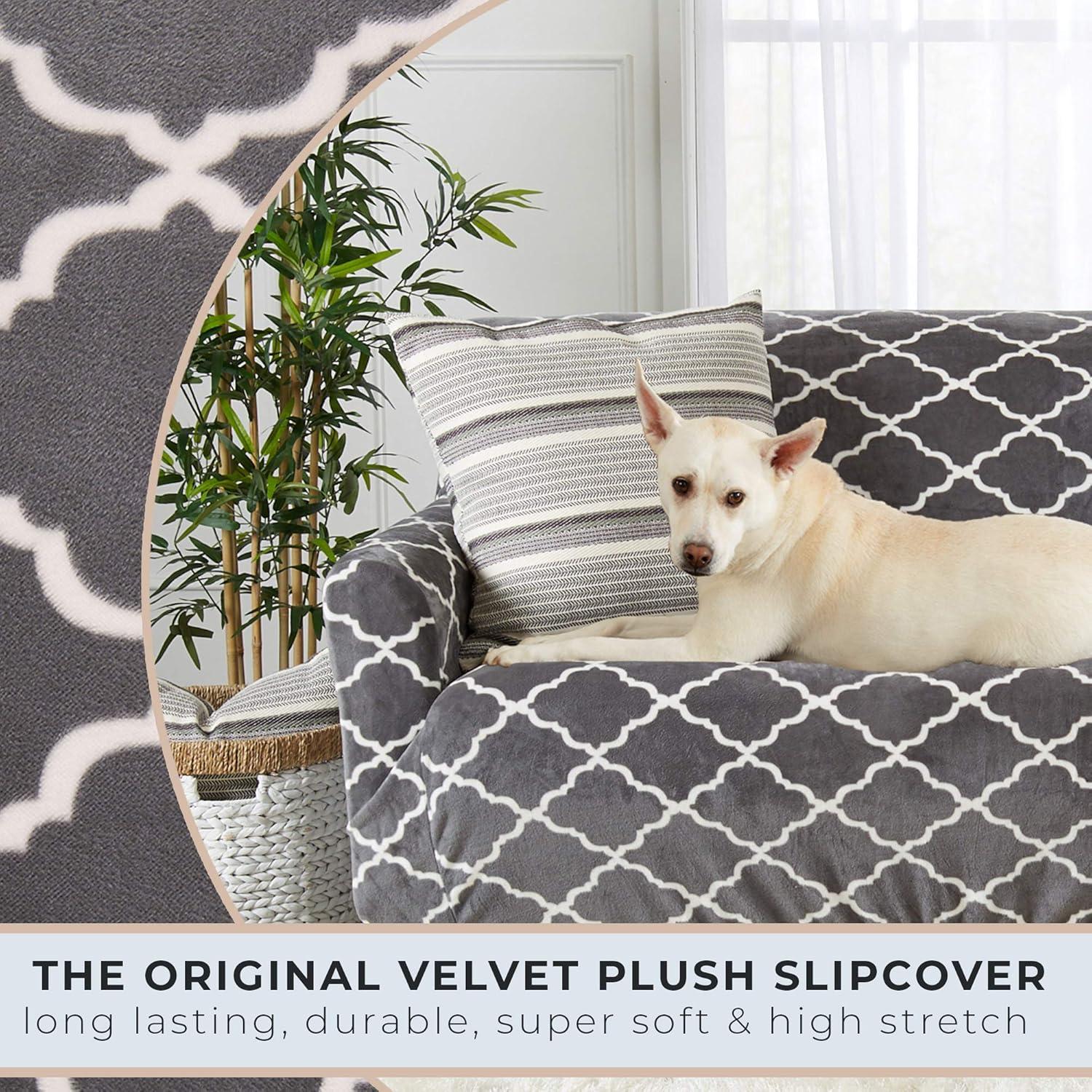 Velvet Plush Printed Stretch Loveseat Slipcover