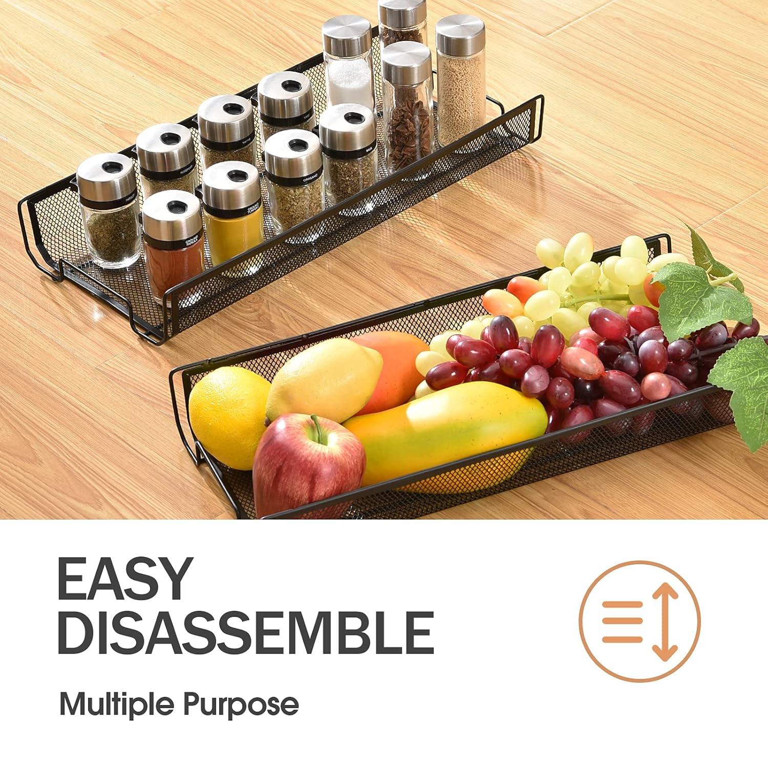 KINGRACK 4-Tier Slim Rolling Cart,Metal Utility Cart,Slide Out Storage Cart with Wooden Tabletop and Mesh Baskets for Narrow Space on Kitchen Bathroom Laundry Room Bedroom Apartments Dormitory, Black