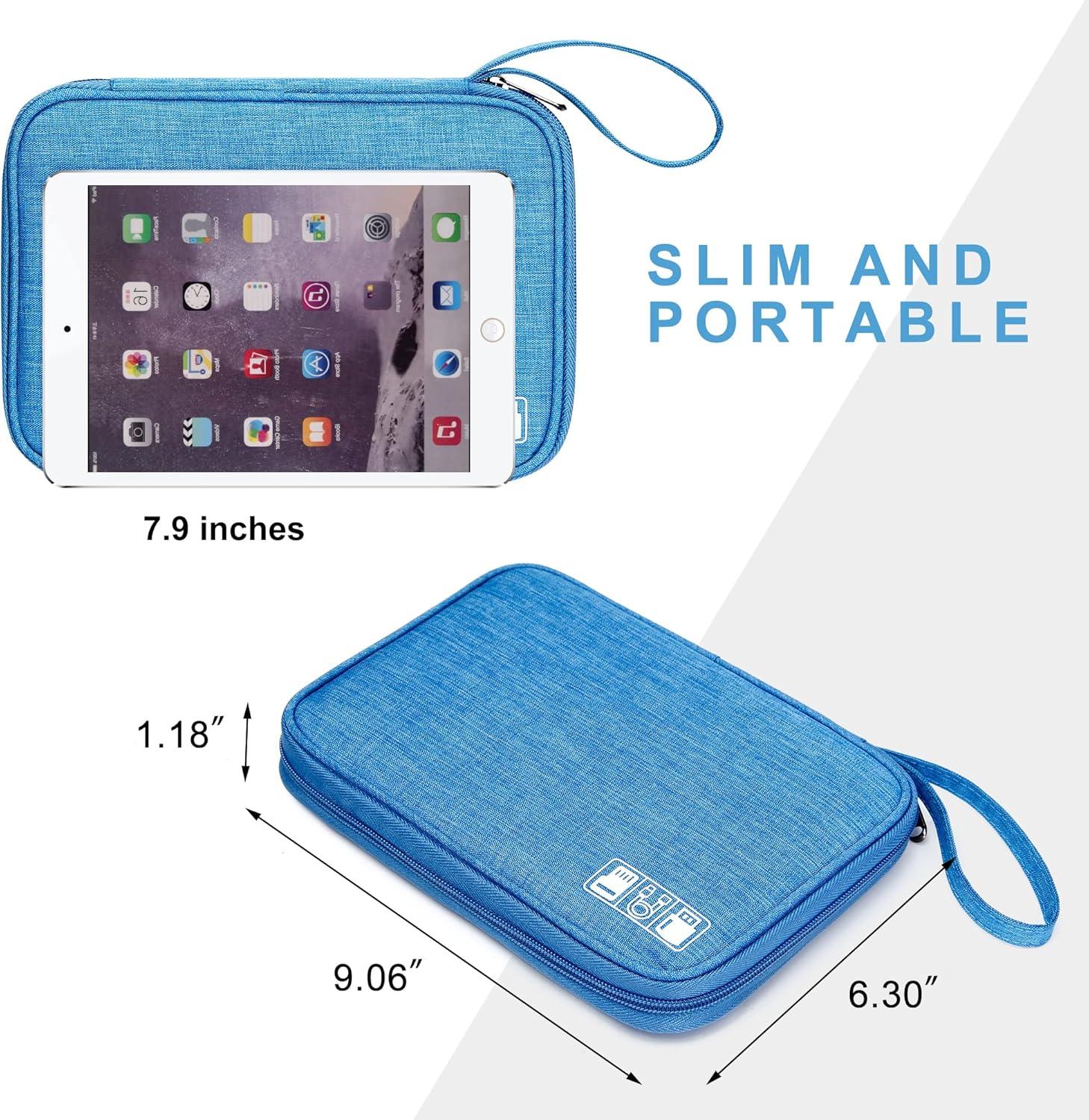 SELLYFELLY Travel Electronics Organizer Portable Cable Organizer Bag for Storage Electronic Accessories Case for Cord,Phone,Charger,Flash Drive (Sky Blue)