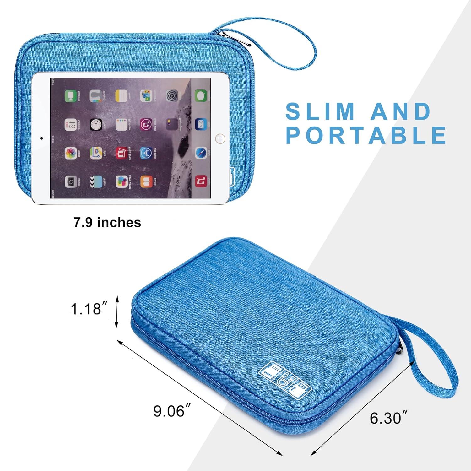 SELLYFELLY Travel Electronics Organizer Portable Cable Organizer Bag for Storage Electronic Accessories Case for Cord,Phone,Charger,Flash Drive (Sky Blue)