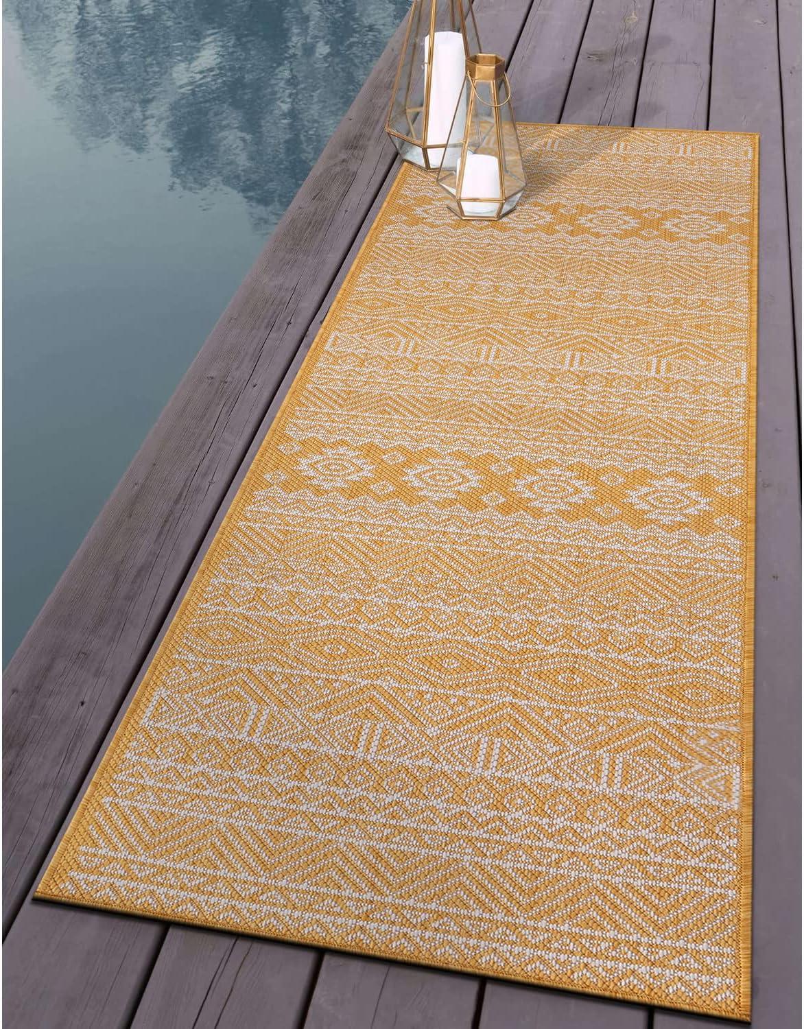 World Rug Gallery Distressed Geometric Bohemian Textured Flat Weave Indoor/Outdoor Area Rug