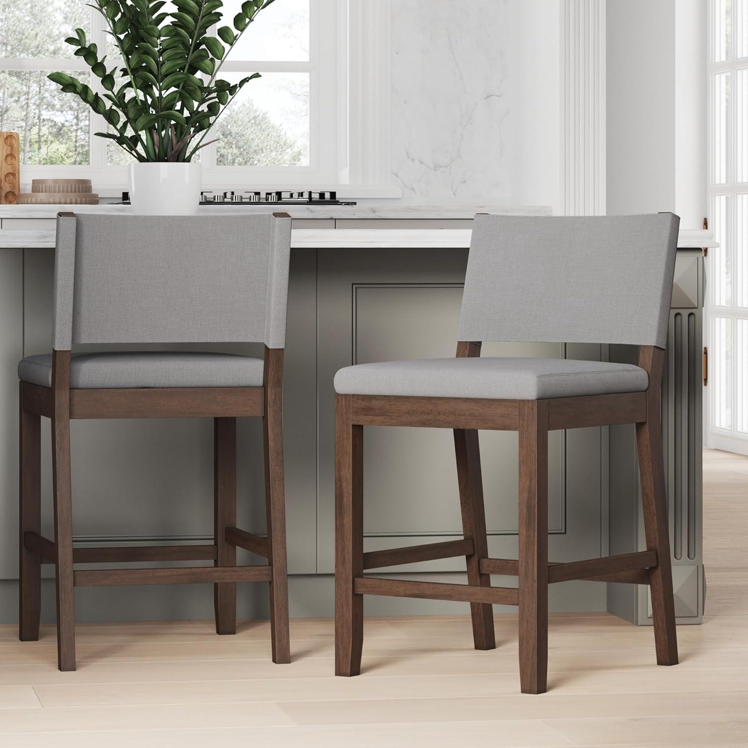 Nathan James Linus Set of 2 Counter Height Barstools Gray