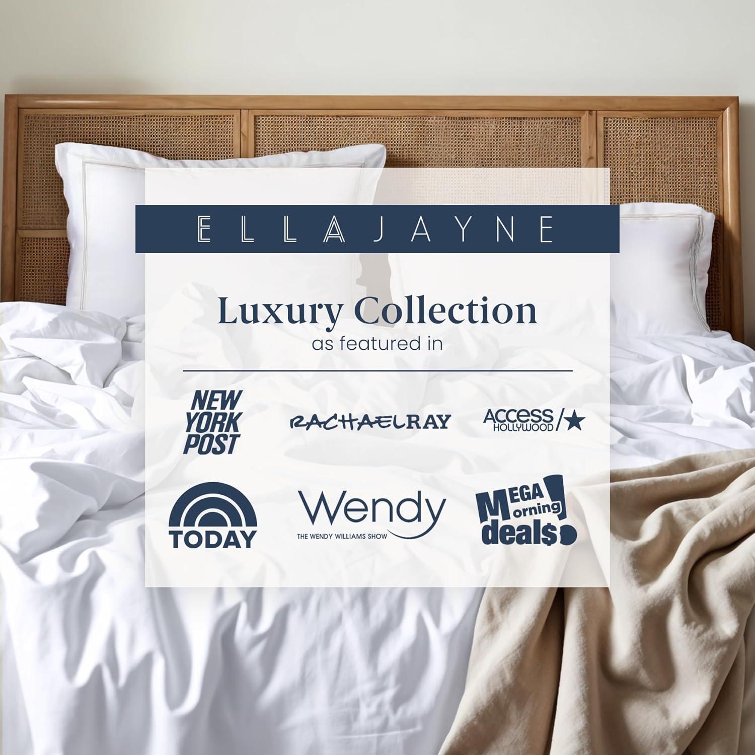 Ella Jayne Home Ella Jayne Cotton Duvet Cover with Satin Satin Stitching 3-Piece Set, White with White Satin Stitching