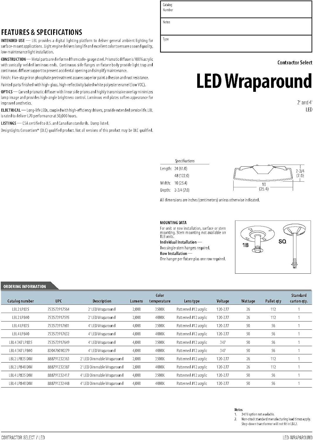 Lithonia Lighting Sbl2 Lp840 Sbl 1 Light 24" Led Flush Mount Ceiling Fixture - White