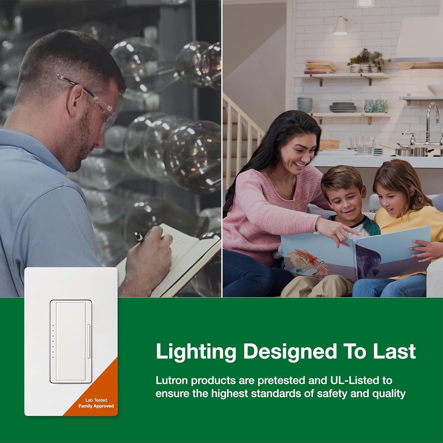 Lutron Maestro C.L Dimmer Switch for Dimmable LED, Halogen & Incandescent Bulbs, Single-Pole or Multi-Location, MACL-153M-WH