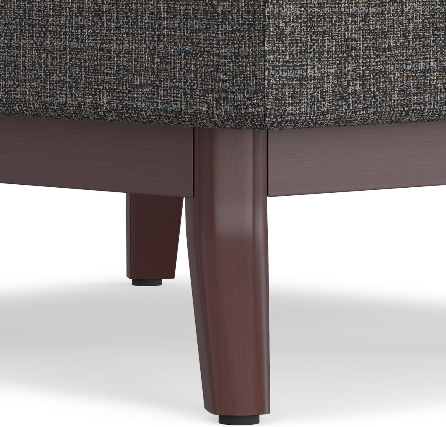 Simpli Home Owen 34"W Upholstered Coffee Table Storage Ottoman with Lift Top and Solid Wood Legs