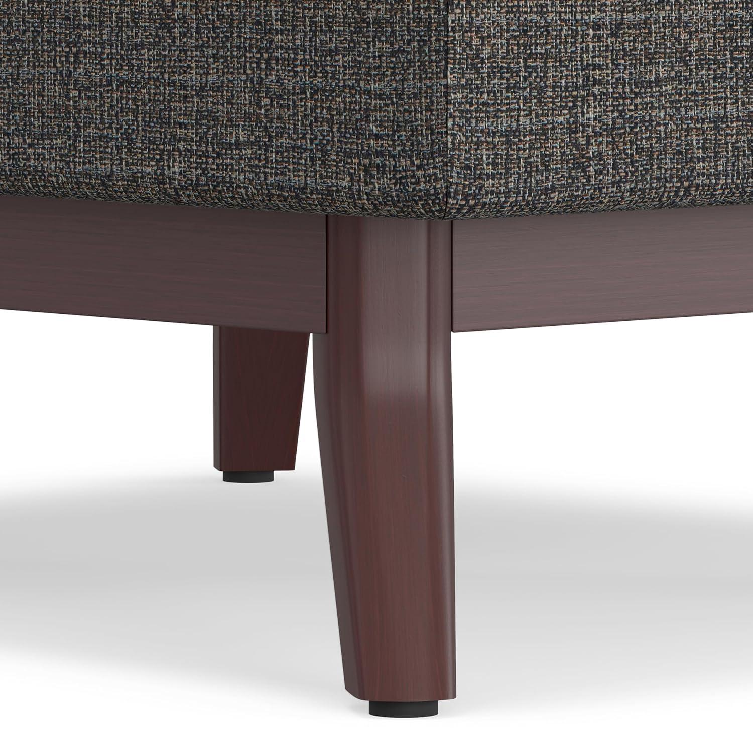 Simpli Home Owen 34"W Upholstered Coffee Table Storage Ottoman with Lift Top and Solid Wood Legs