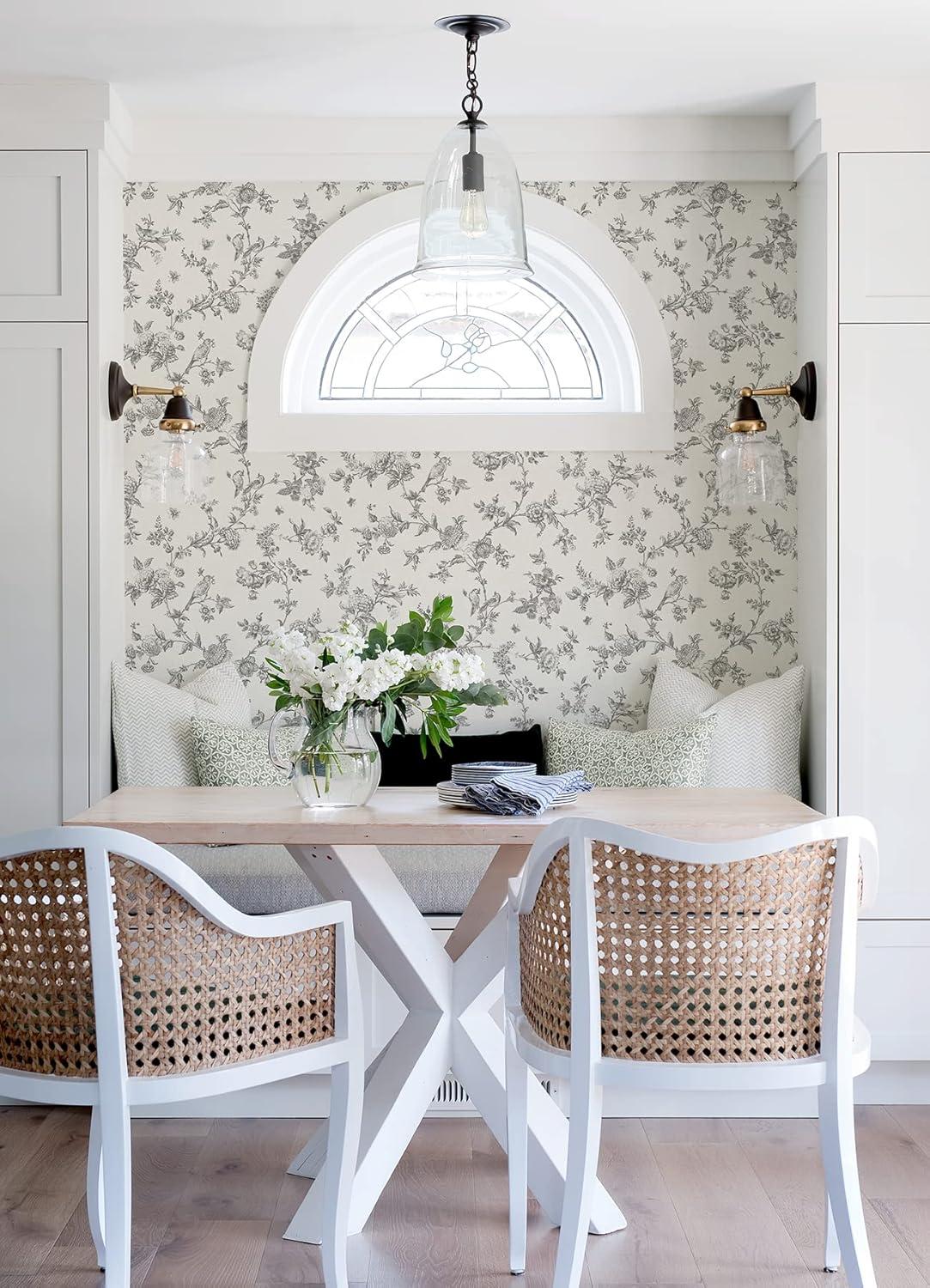 Chesapeake Nightingale Charcoal Floral Trail Wallpaper