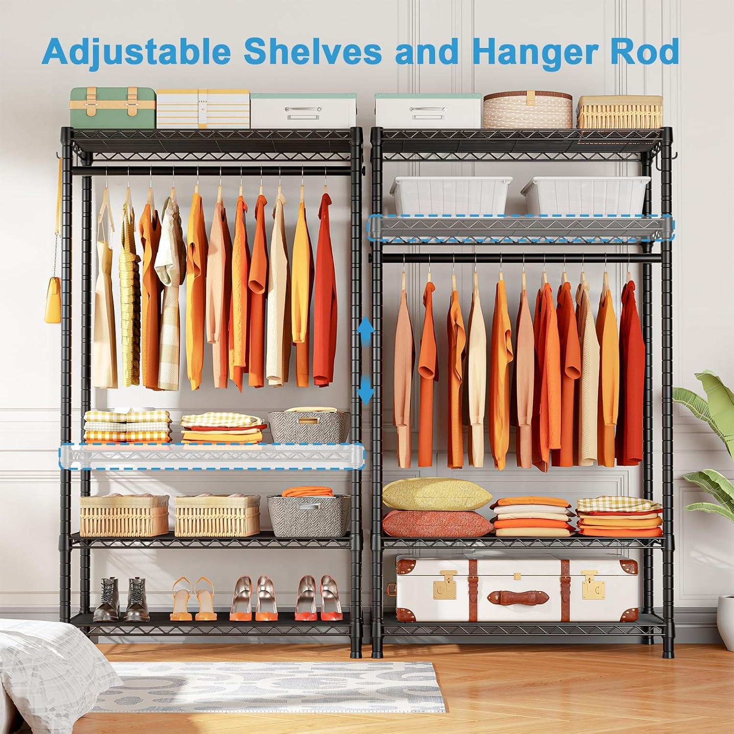 Black Metal 4-Tier Adjustable Closet Organizer for Kids