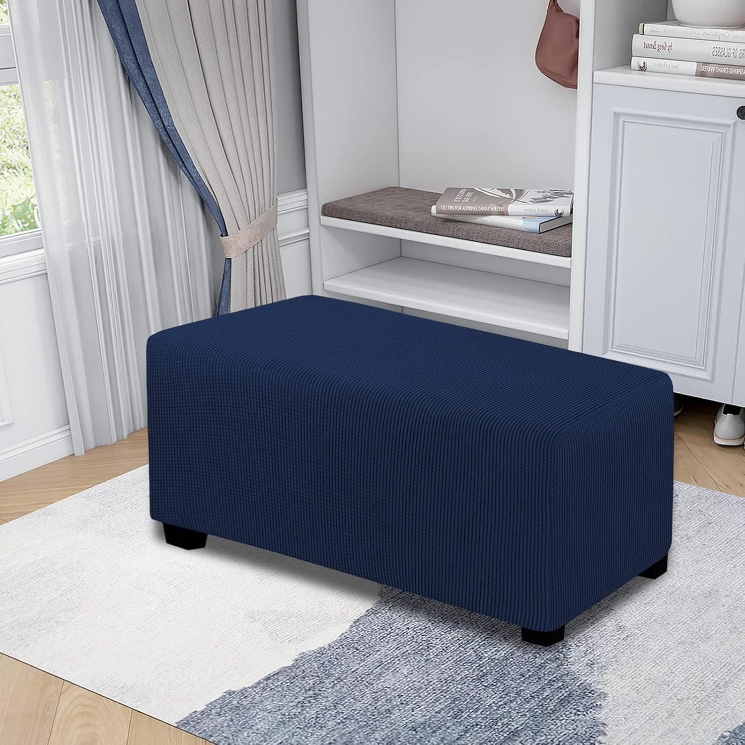 PiccoCasa High Stretch Rectangle Ottoman Furniture Covers with Elastic Bottom