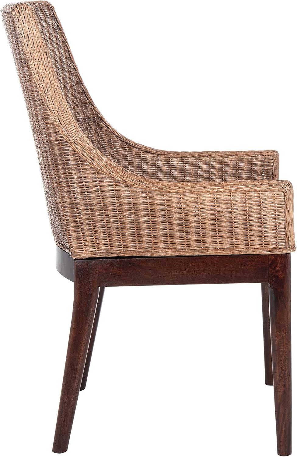 SAFAVIEH Franco Sloping Chairs, Brown/Natural/White (24.3 in. W x 23.5 in. D x 32.3 in. H)