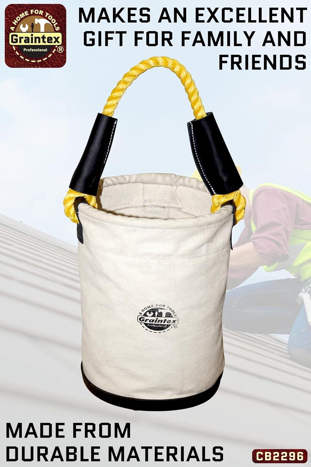 Graintex CB2296 Utility Canvas Bucket Plastic Bottom 15" X 10" Rope Handle