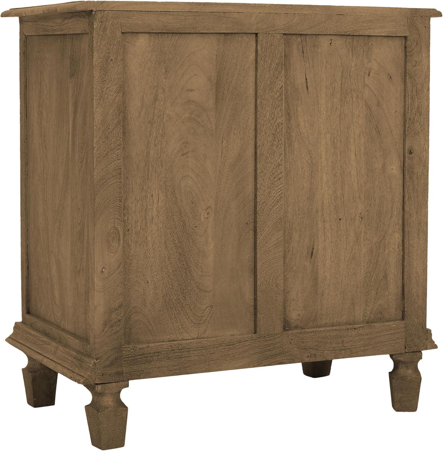 The Urban Port 30" Nightstand Table Rattan Cabinet Doors and Drawer Fronts Sandblasted Brown Mango Wood Brown