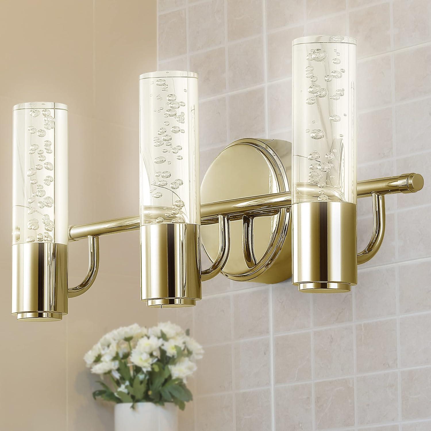 JONATHAN Y Bolha 18" 3-Light Minimalist Modern Bubble Acrylic/Iron Integrated LED Vanity Light, Black