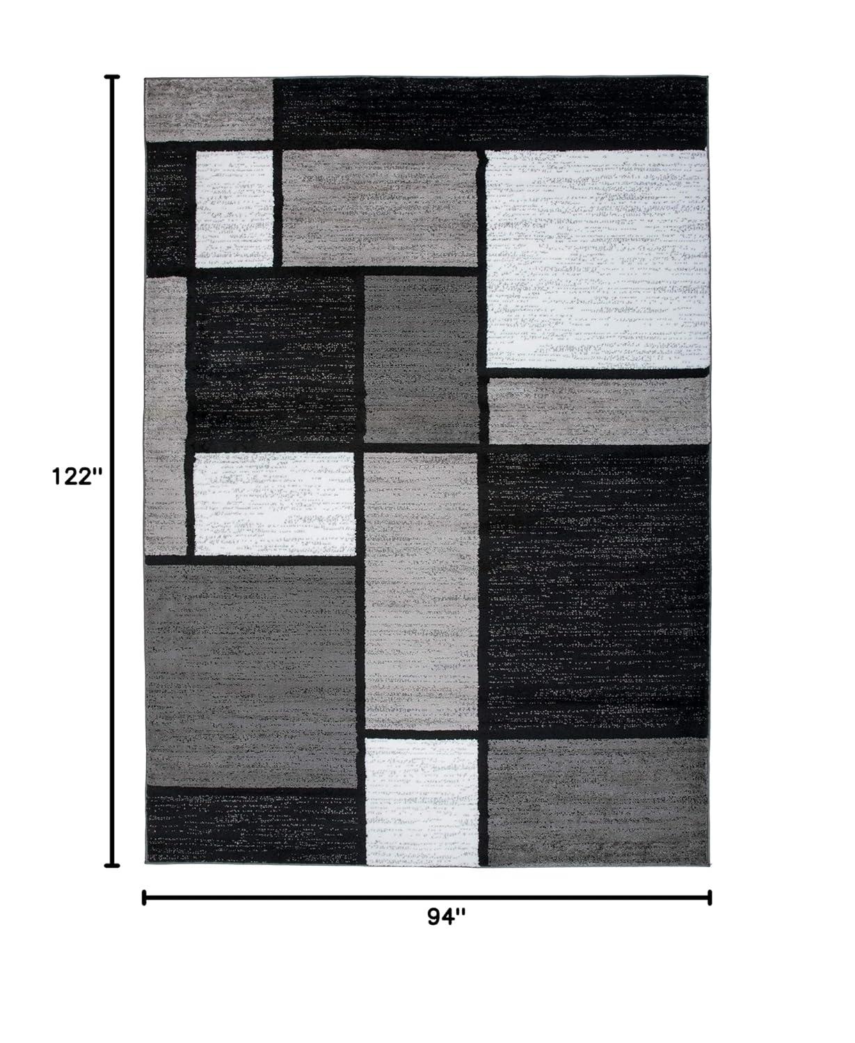 World Rug Gallery Contemporary Modern Boxed Color Block Gray 7'10"x10'2" Area Rug