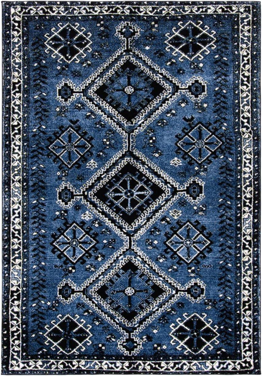 Vintage Hamadan 8' x 10' Easy-Care Synthetic Rug in Black