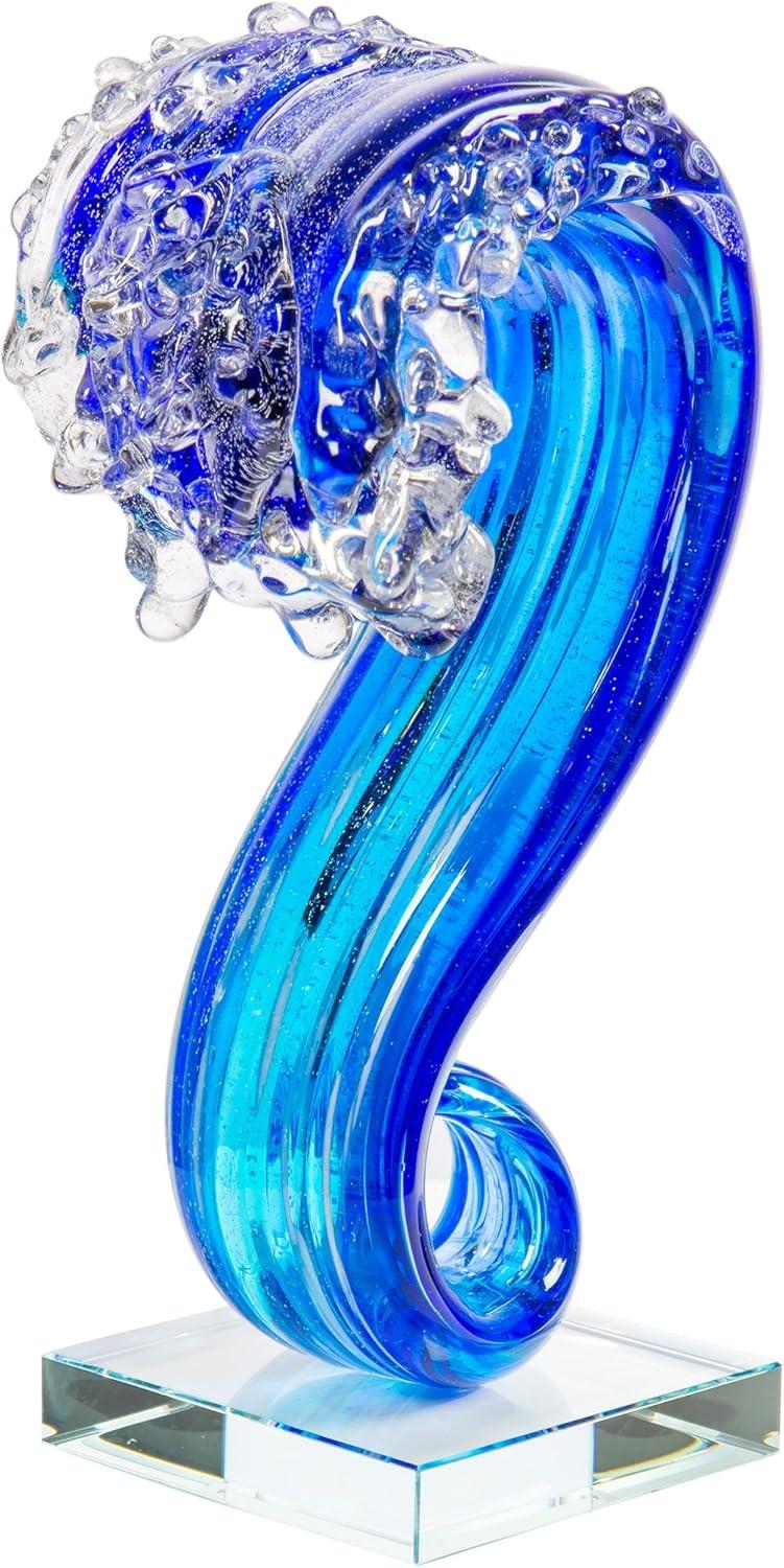 Pacific Wave Glass Sculpture/Figurine in Blue Finish