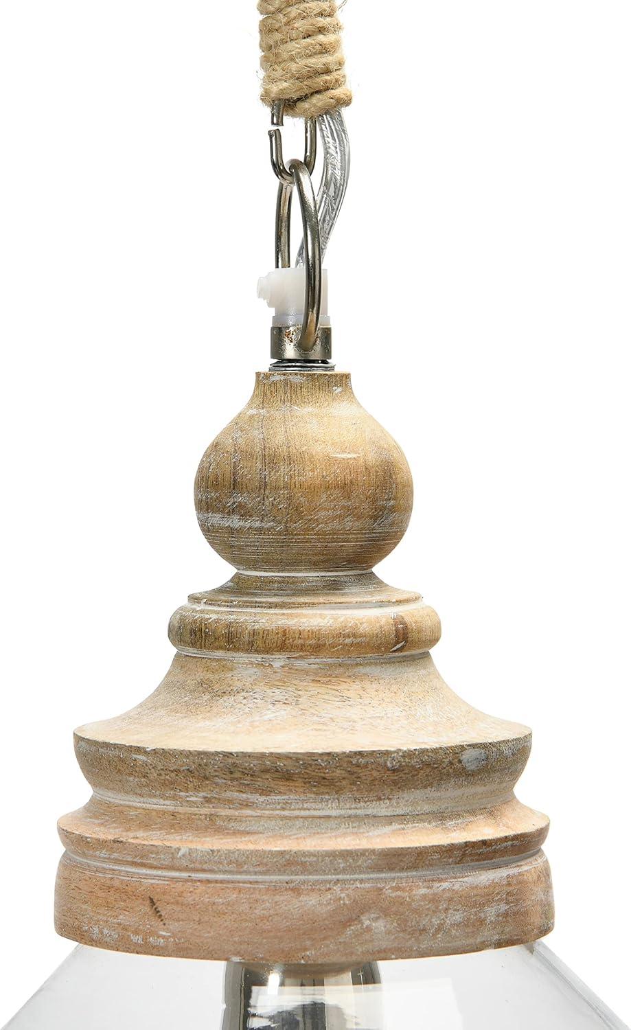 Creative Co-Op Distressed Mango Wood Ceiling Light, Brown and Natural