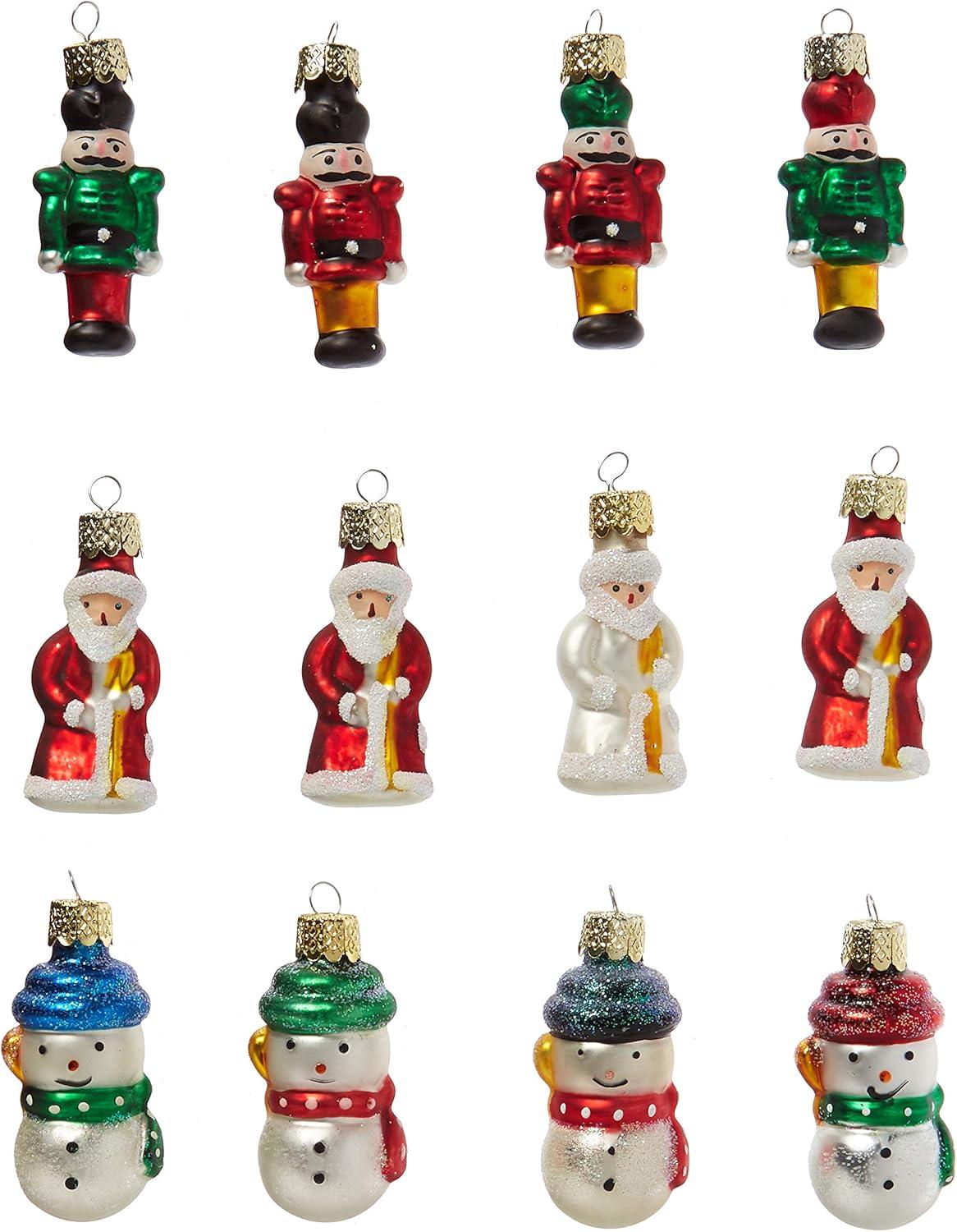 Kurt Adler 12-Piece Petite Treasures Glass Ornament Set,Christmas