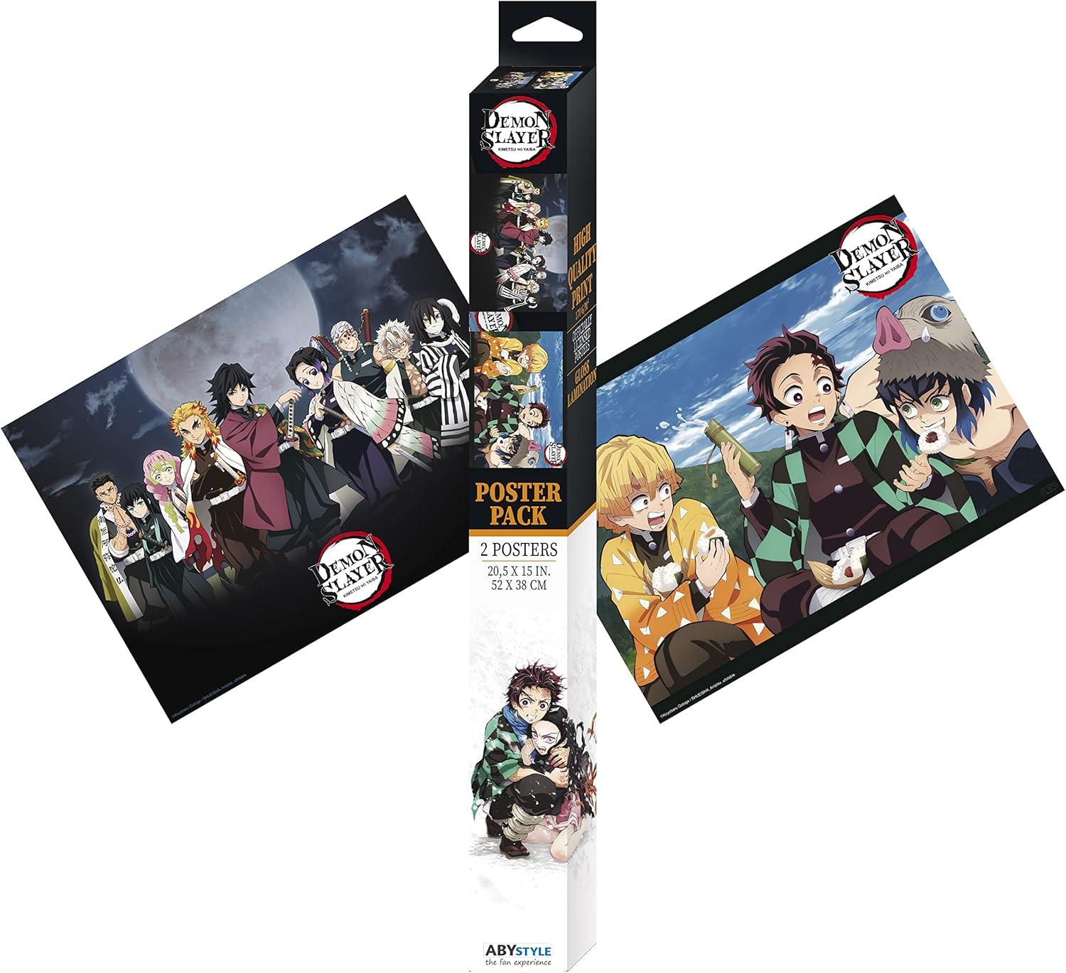 ABYstyle Officially Licensed Demon Slayer Boxed Poster Set Series 2 | Official Anime Wall Art, 4-Pack Posters for Bedroom, Office, or Gift