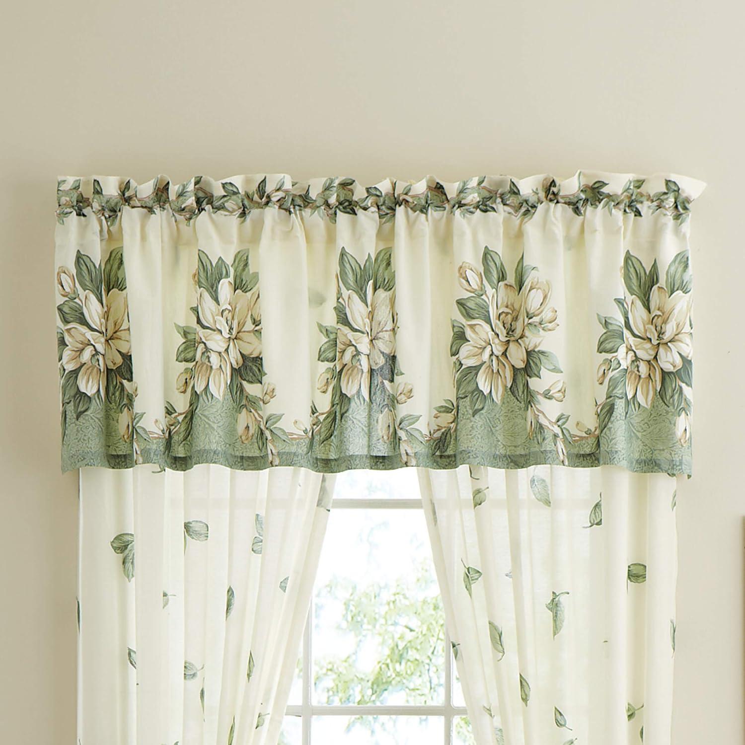 Collections Etc Floral Magnolia Garden Curtain Collection Valance Sage
