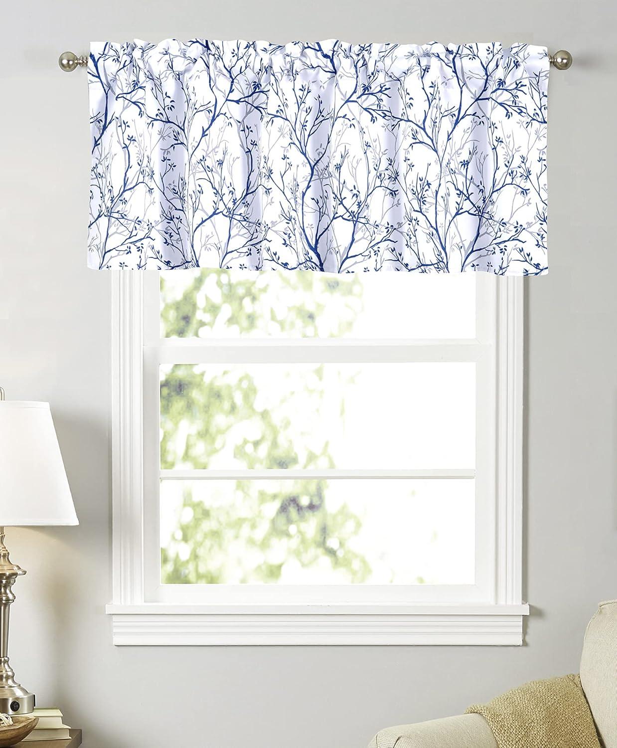 Floral Flower Thermal Insulated Energy Saving Window Curtain Valance for Living Room/Bedroom/Kitchen/Kids Rod Pocket 52 by 18 Inch
