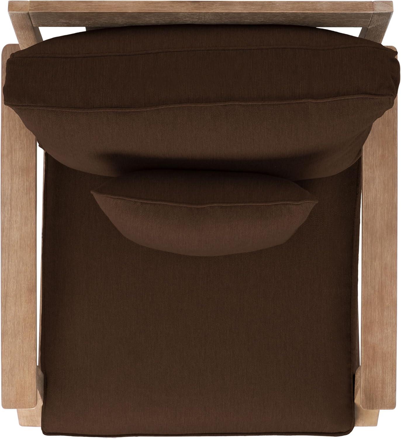 Ssafavieh Martinique Coastal Eucalyptus Wood Solid Print Armchair, Natural / Beige