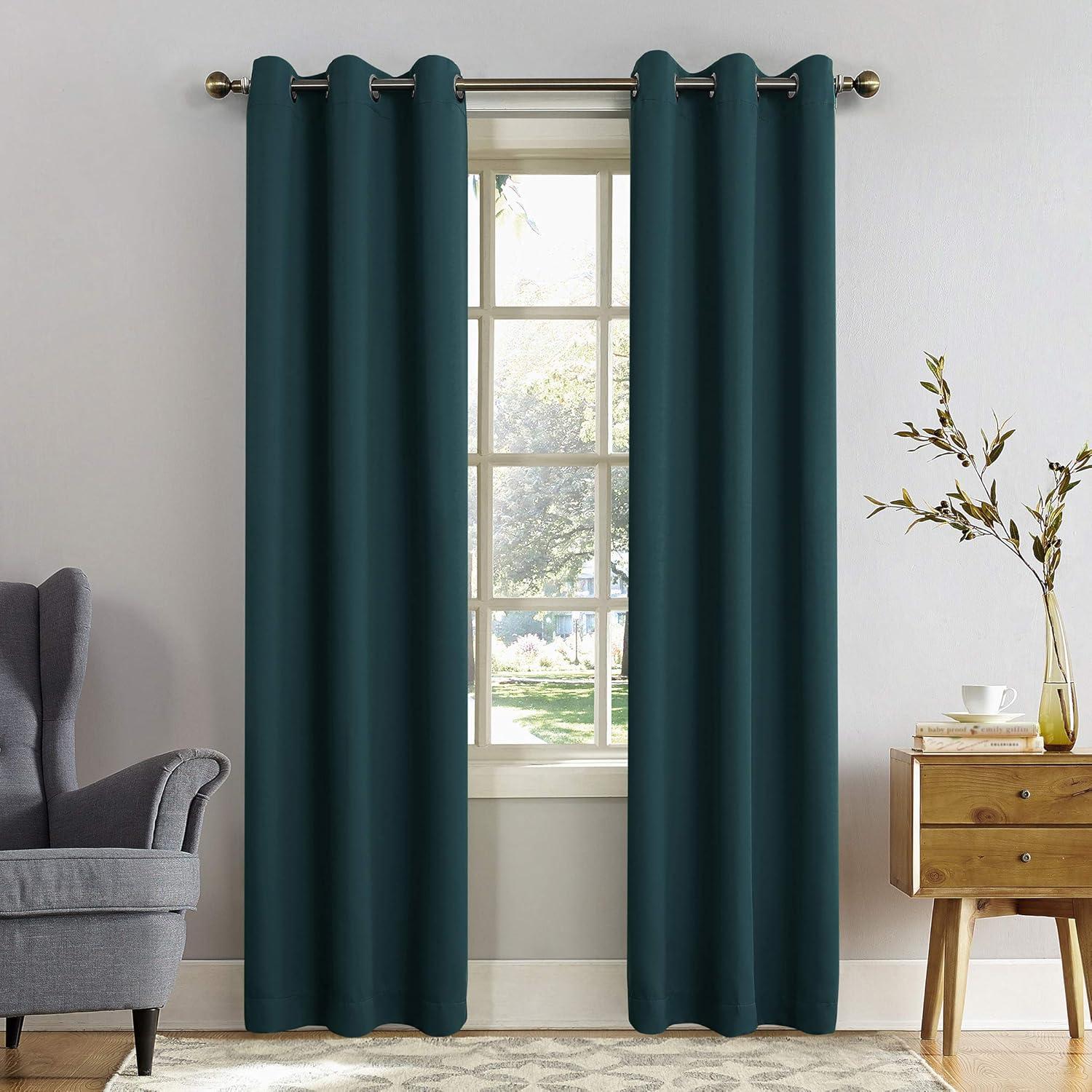 Sun Zero Nolan Energy Efficient Blackout Grommet Single Curtain Panel, 40" x 95", Teal