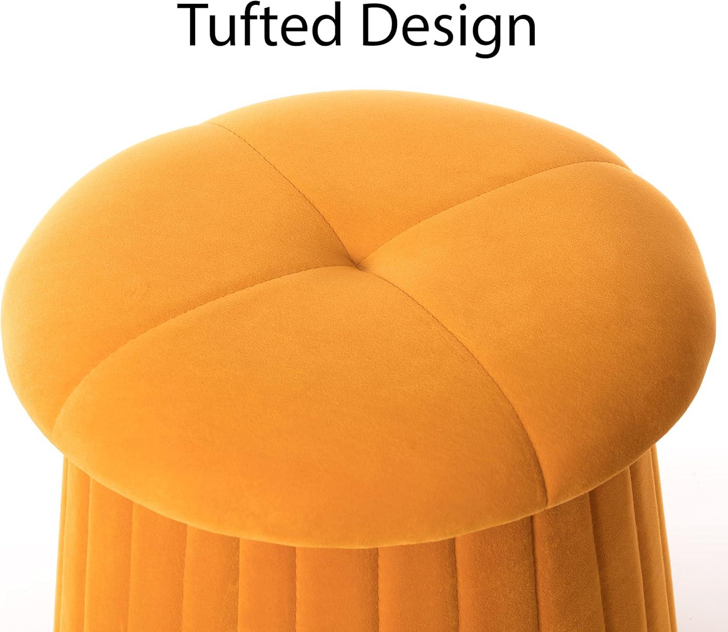 Modern Tufted Velvet Mushroom Shape Storage Ottoman Storage Stool Trunk