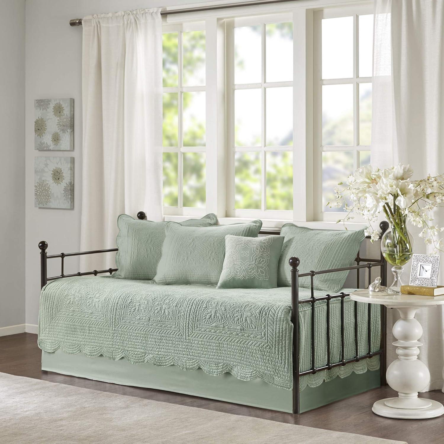 Seafoam Reversible Microfiber Daybed Cover Set with Scalloped Edges