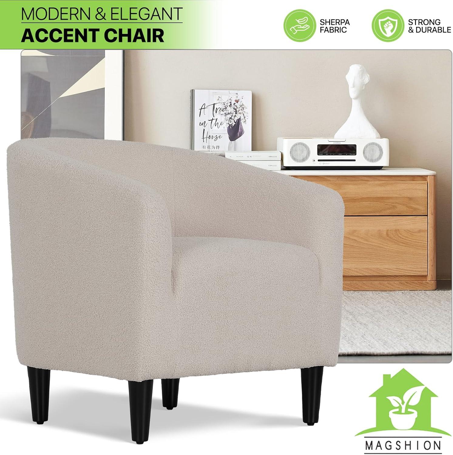 Latitude Run® Hasting Upholstered Barrel Shaped Accent Chair Stylish Home Office Sofa Chair with comfy Seat and Backrest Perfect for Living Room Bedroom