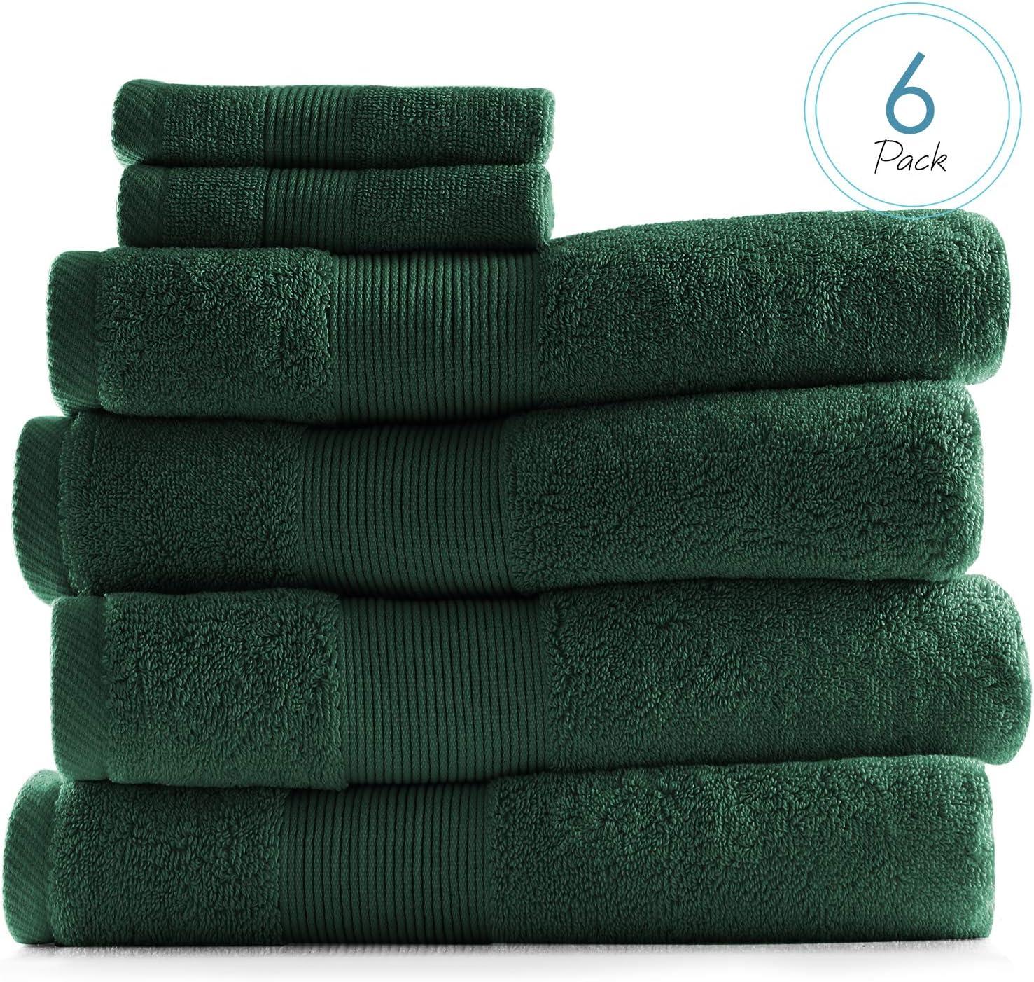 Hearth & Harbor Bath Towels for Bathroom, Ultra Soft & Highly Absorbent 6 Piece Bath Towel Set - Hunter Green
