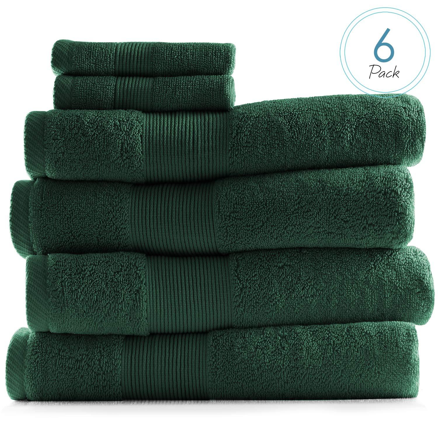 Hearth & Harbor Bath Towels for Bathroom, Ultra Soft & Highly Absorbent 6 Piece Bath Towel Set - Hunter Green