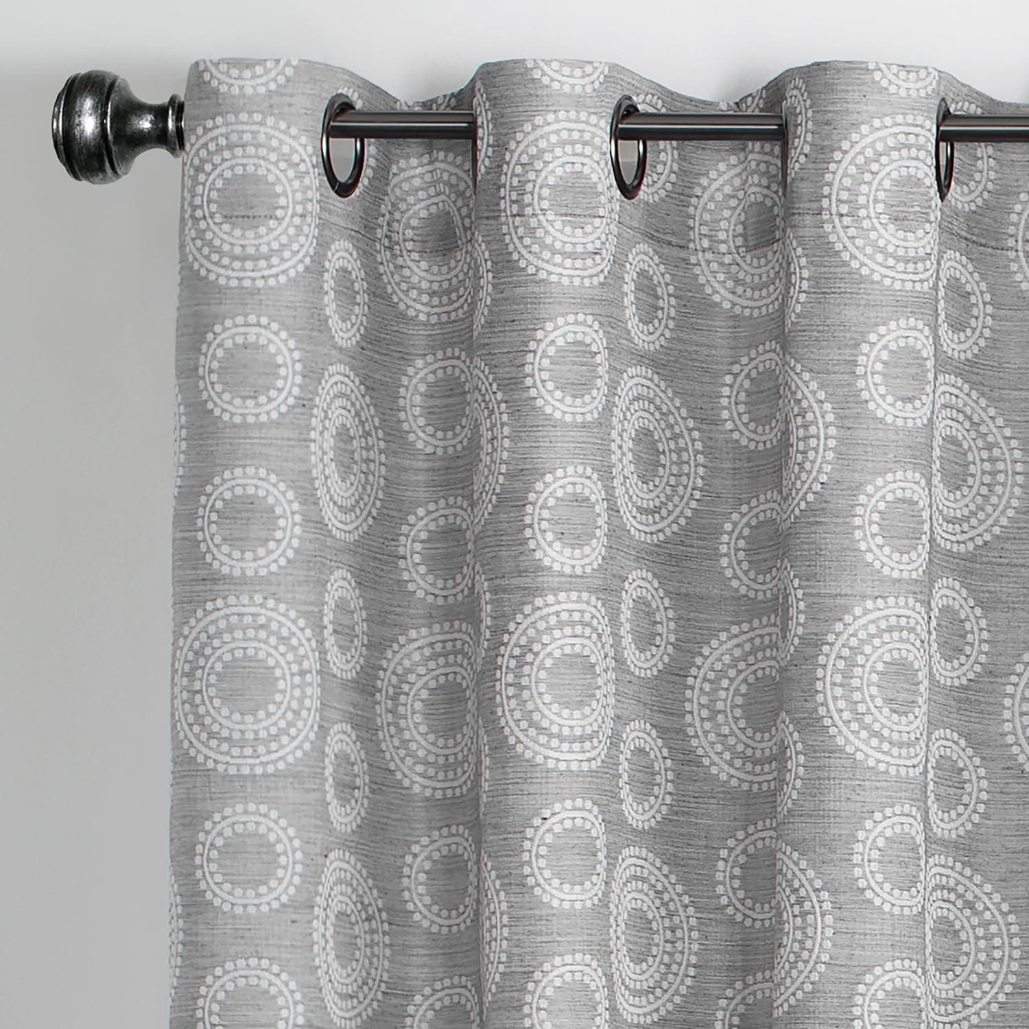 Achim Constellation Jacquard Circles Grommet Light Filtering Curtain Panel, Grey, 52" x 84"