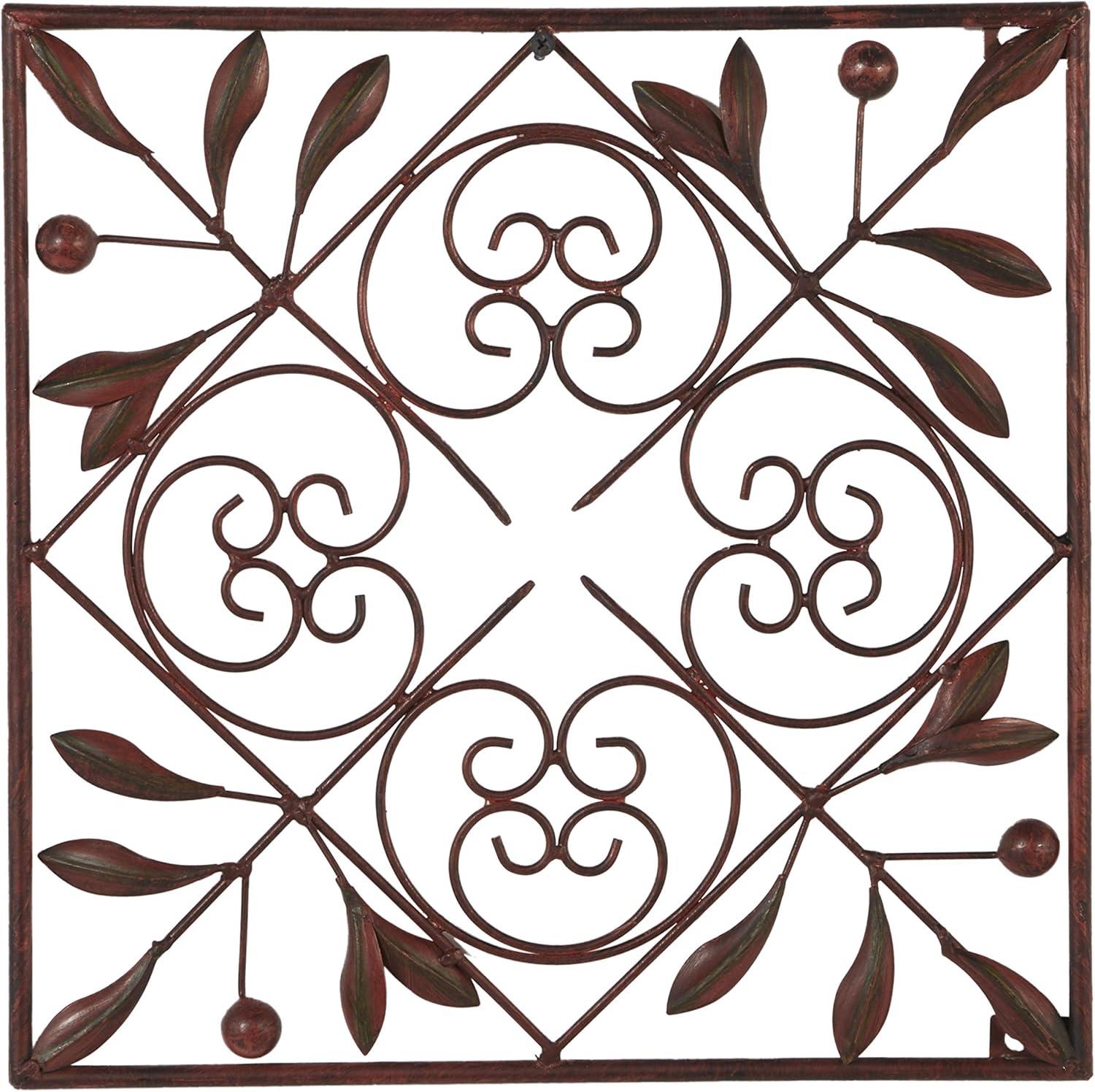 Rustic Brown Metal Scroll Wall Sculpture Set of 4