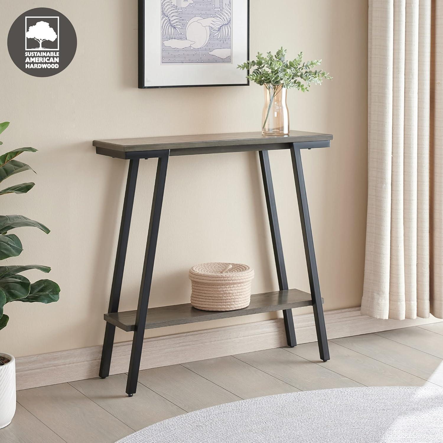 Leick Home 214338 Empiria Wood Console Table with Metal Frame for Living Room Entryway Bedroom, Gray