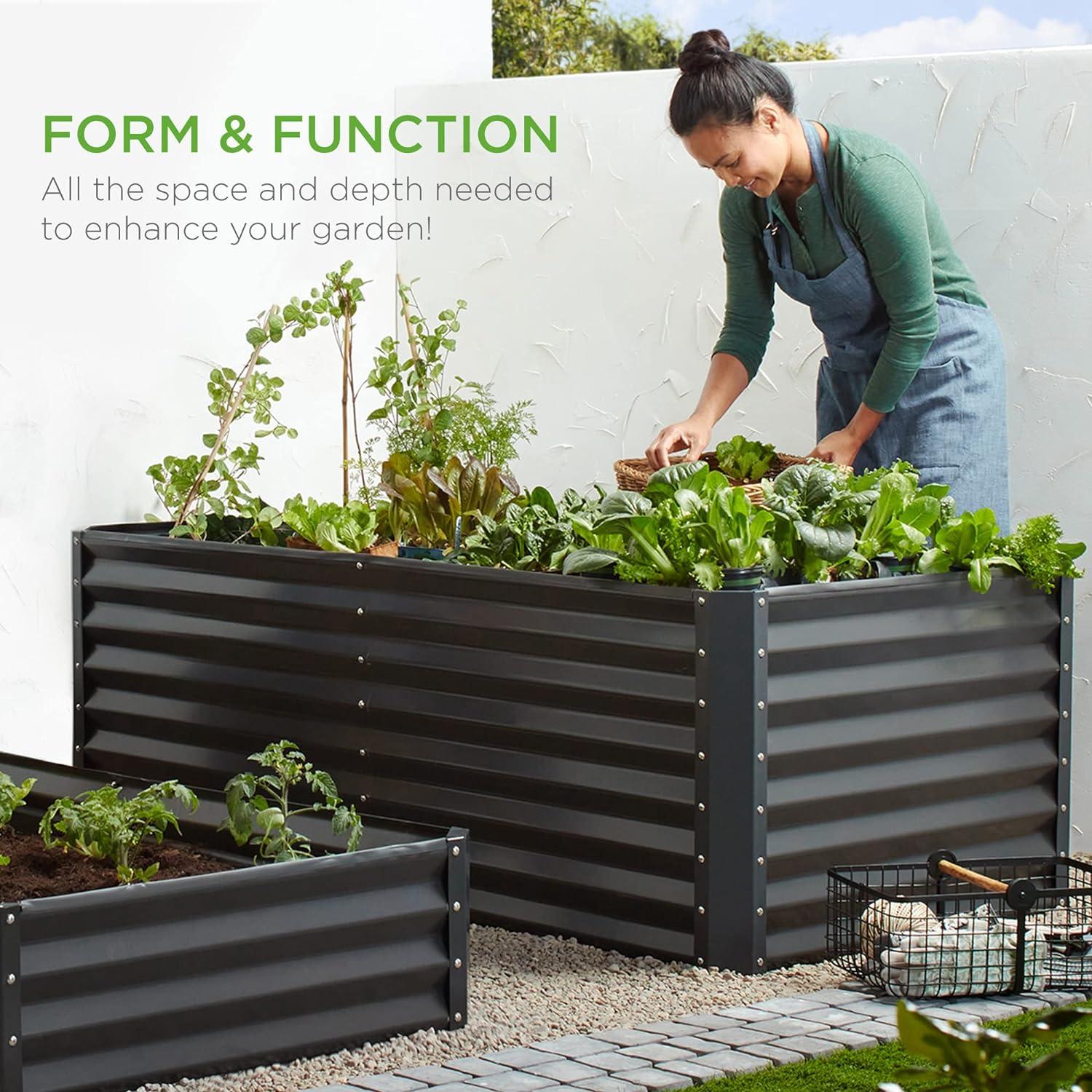 Best Choice Products 6x3x2ft Outdoor Metal Raised Garden Bed, Planter Box for Vegetables, Flowers, Herbs - Gray